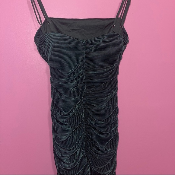 Lucy in the Sky Dress Women's Size‎ Medium Dark Green Turquoise Mini Ribbed - Picture 10 of 12